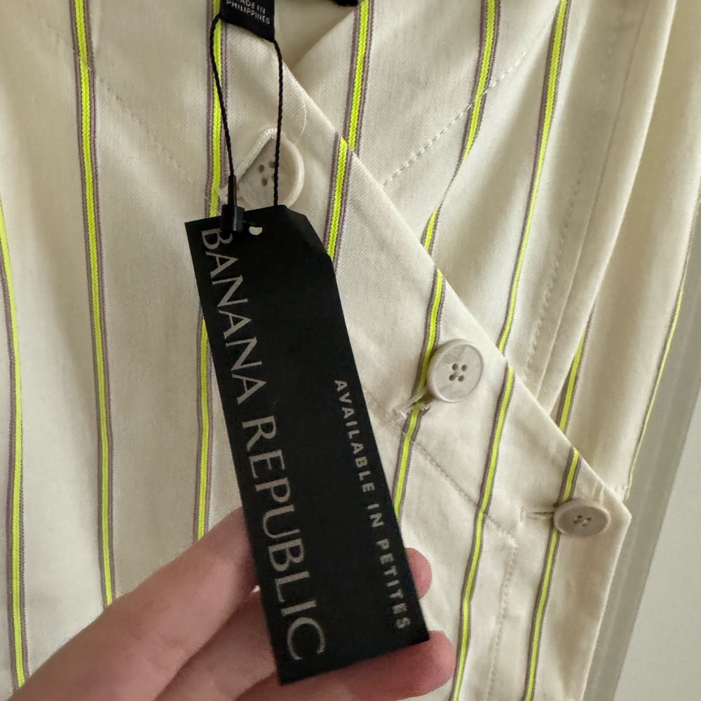 Banana Republic Cream Blazer with Yellow Stripes